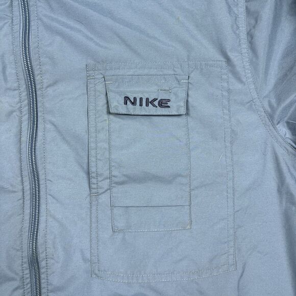 Vintage Nike Jacket Mens Blue Full Zip 90s Gray Tag Y2K Street Wear Size Large - Picture 3 of 6